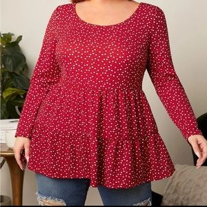 Super cute red blouse with white hearts 24/27W Valentine’s Day perfect
